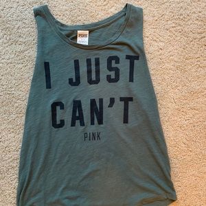 Army green Victoria’s Secret love pink tank